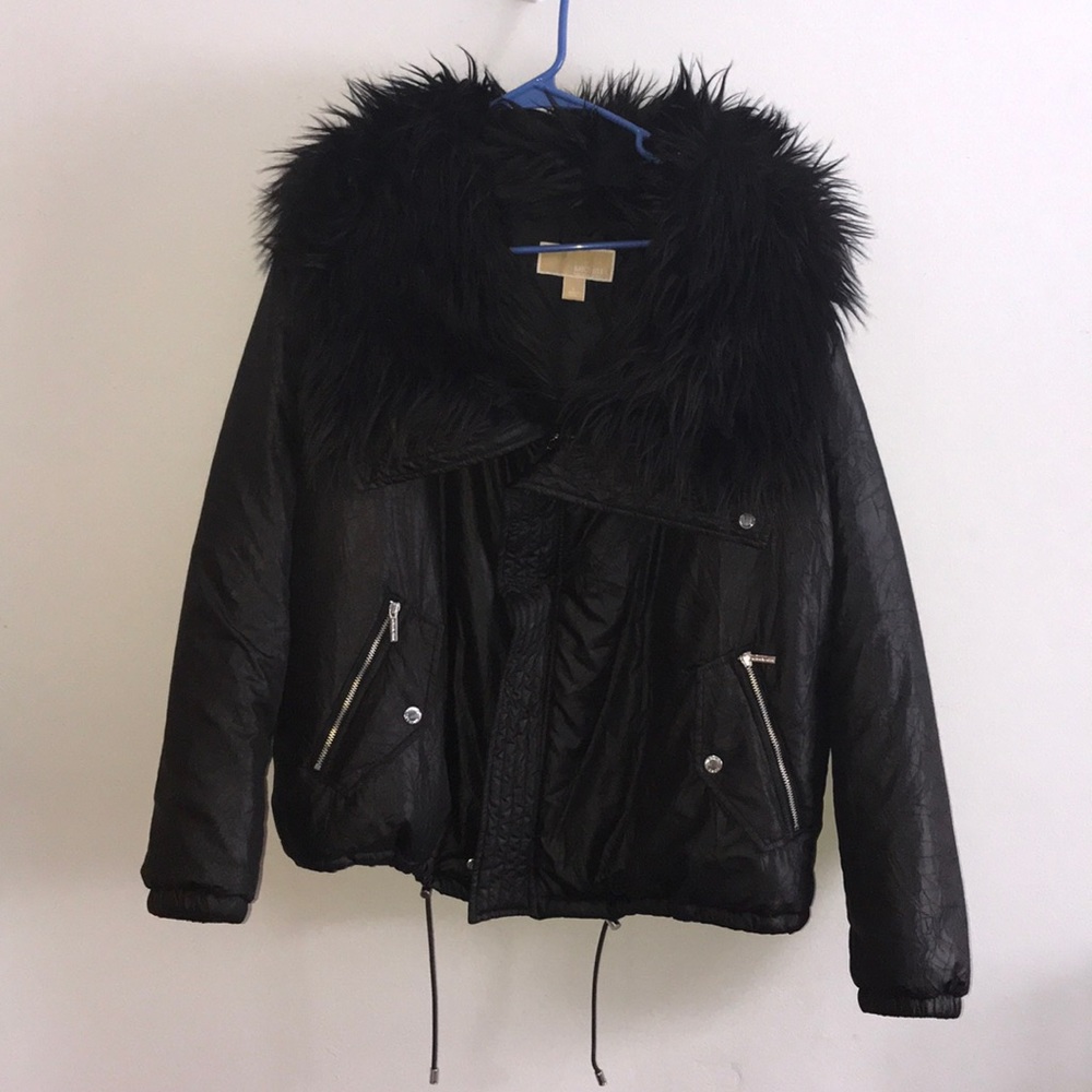 Black Faux Fur Michael Kors Jacket